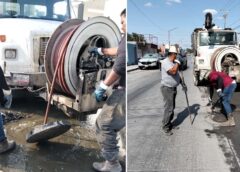 REFUERZA COMAPA MANTENIMIENTO DEL DRENAJE SANITARIO EN HACIENDA LAS FUENTES