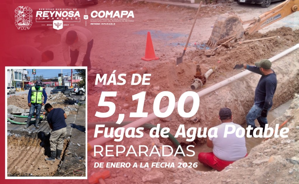 SUMA COMAPA MÁS DE 5 MIL 100 FUGAS DE AGUA POTABLE REPARADAS DE ENERO A LA FECHA