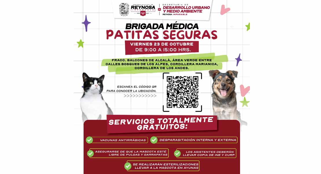 Realiza Gobierno de Carlos Peña Ortiz Brigada Médica Patitas Seguras en Los Fresnos
